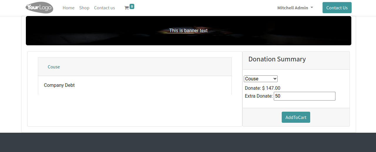 Online donation checkout page showing donation summary, cause selection and payment amount